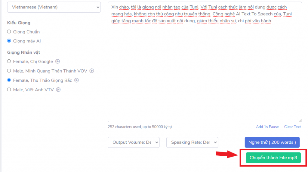 Tuni.vn – phần mềm chuyển văn bản thành giọng nói
