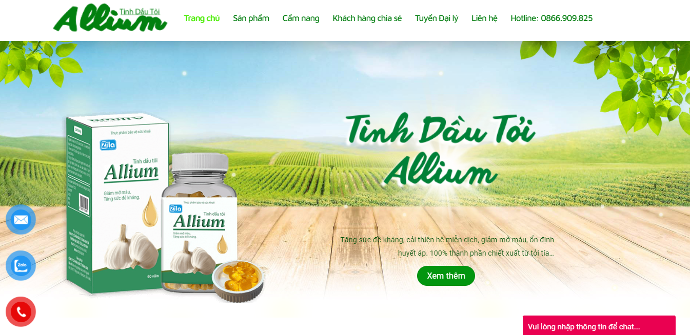 thiết kế website bán thực phẩm chức năng