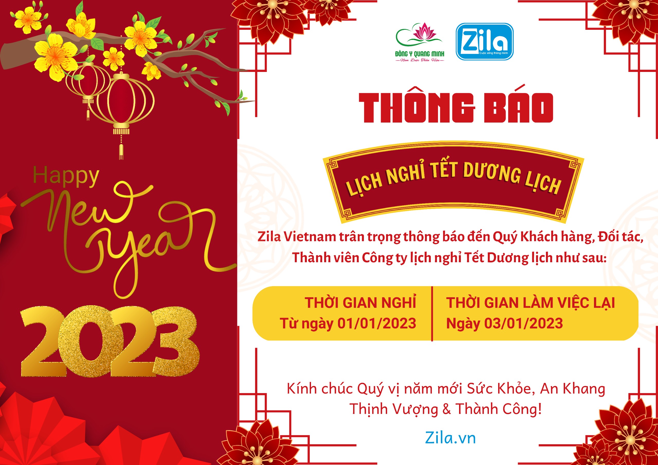 lịch nghỉ tết dương lịch 2023