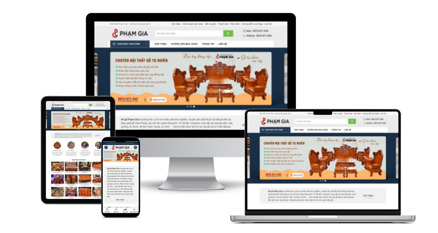 Thiết Kế Website Xưởng Gỗ, Bán Đồ Gỗ Đẹp, Chuẩn SEO, Giá rẻ
