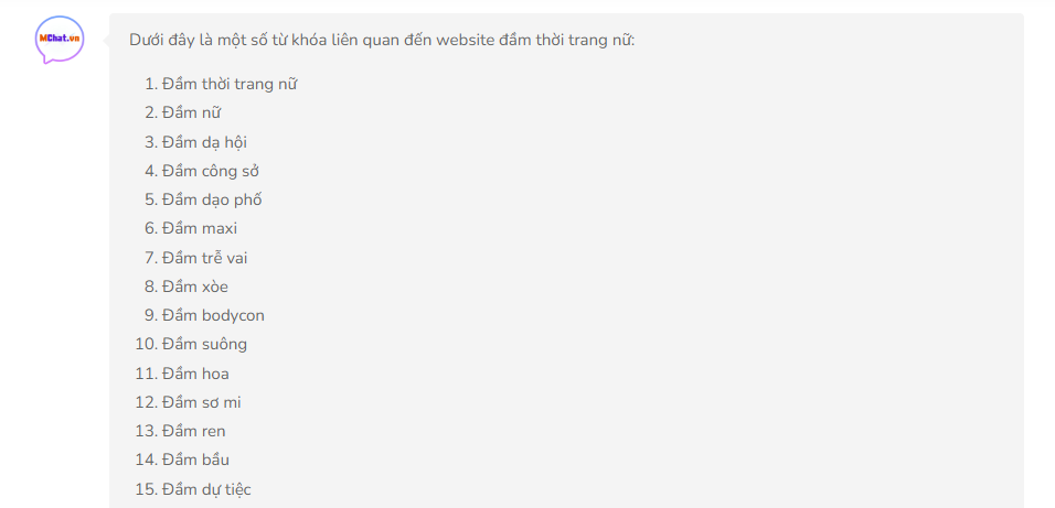 MChat nghiên cứu từ khóa